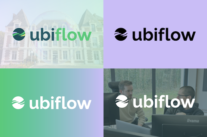 Éléments de charte graphique - logo Ubiflow sur différents fonds
